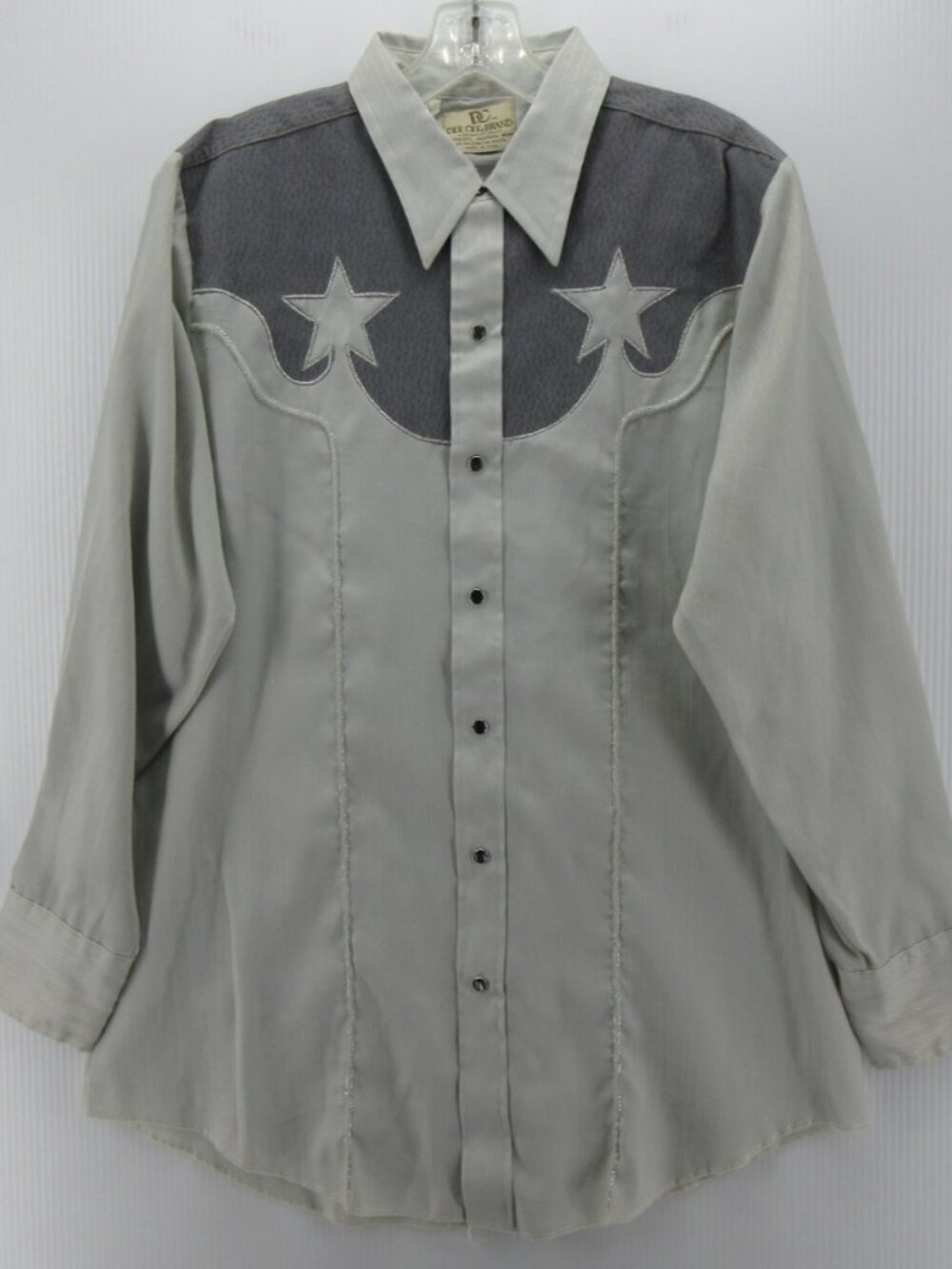 VINTAGE Dee Cee Shirt 17 70s Western Pearl Snap Faux Leather Yoke Star*